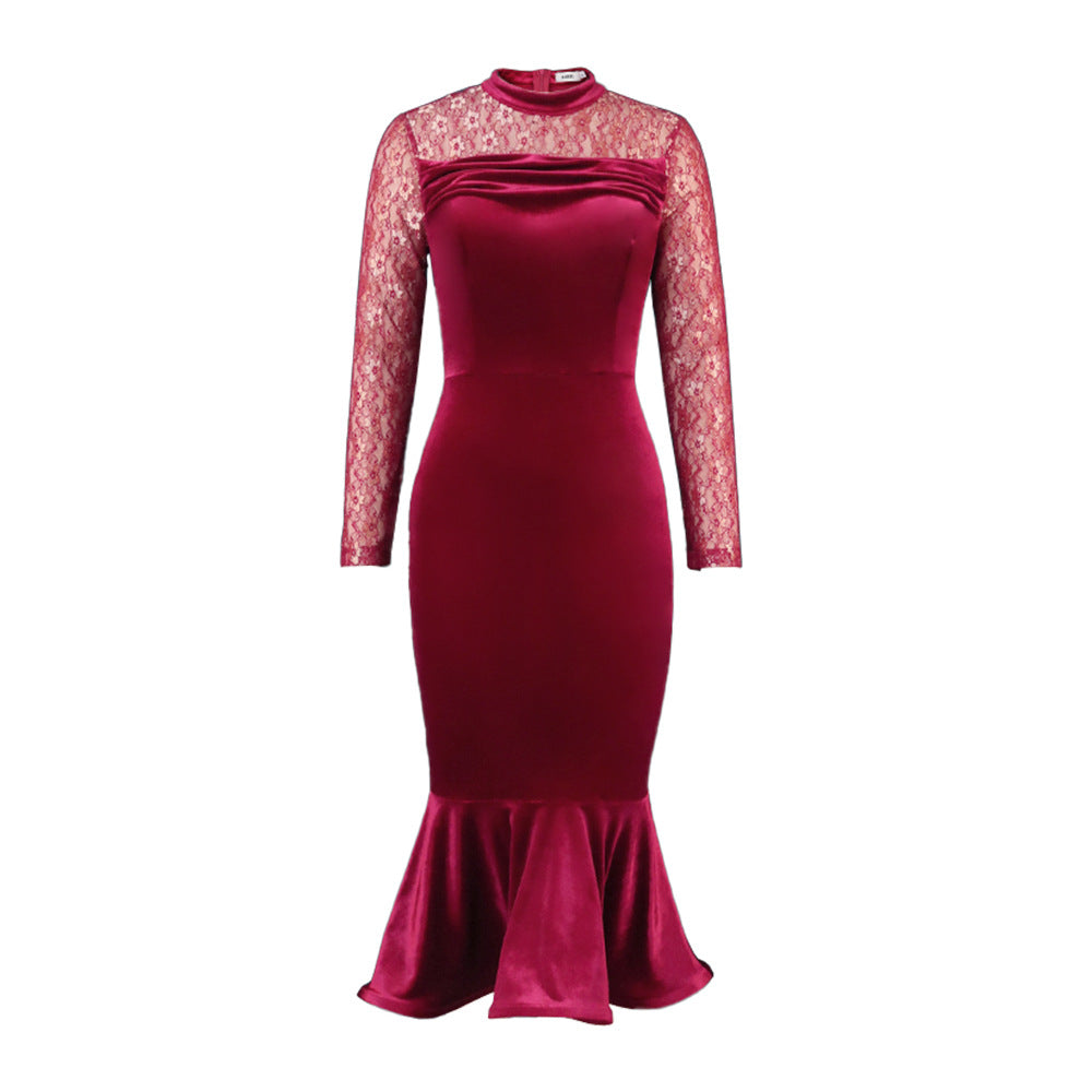 Damer Elegant Fit-and-Flare Klänning med Spetsärmar Mirla-Eva Jonsson