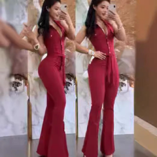 Damer Elegant Flared Jumpsuit med knappdetaljer Mirla-Eva Jonsson