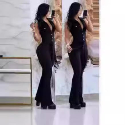 Damer Elegant Flared Jumpsuit med knappdetaljer Mirla-Eva Jonsson