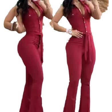 Damer Elegant Flared Jumpsuit med knappdetaljer Mirla-Eva Jonsson