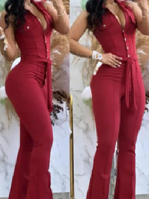 Damer Elegant Flared Jumpsuit med knappdetaljer Mirla-Eva Jonsson