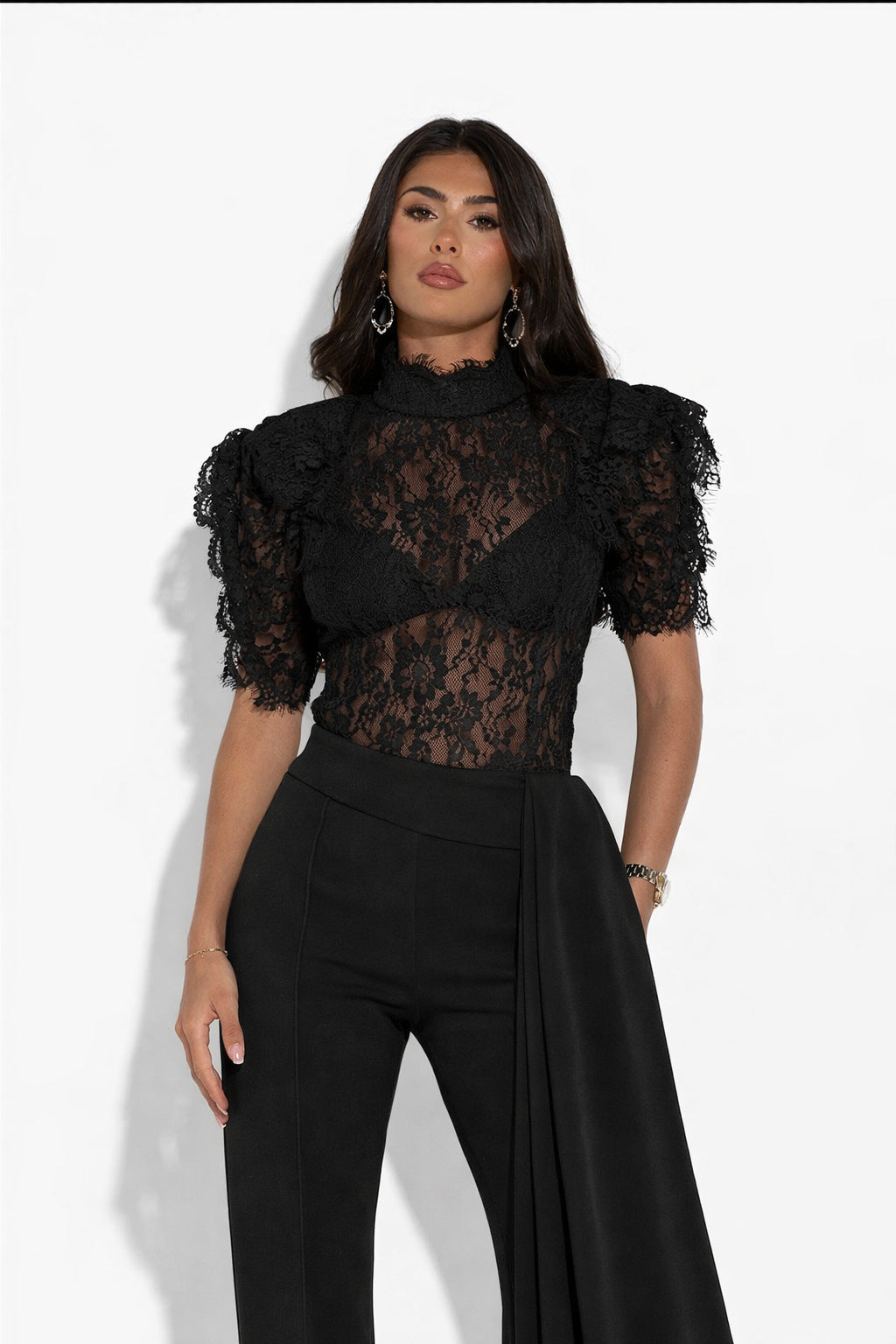 Damer Elegant Flared-byxor med sidodraperingseffekt Mirla-Eva Jonsson