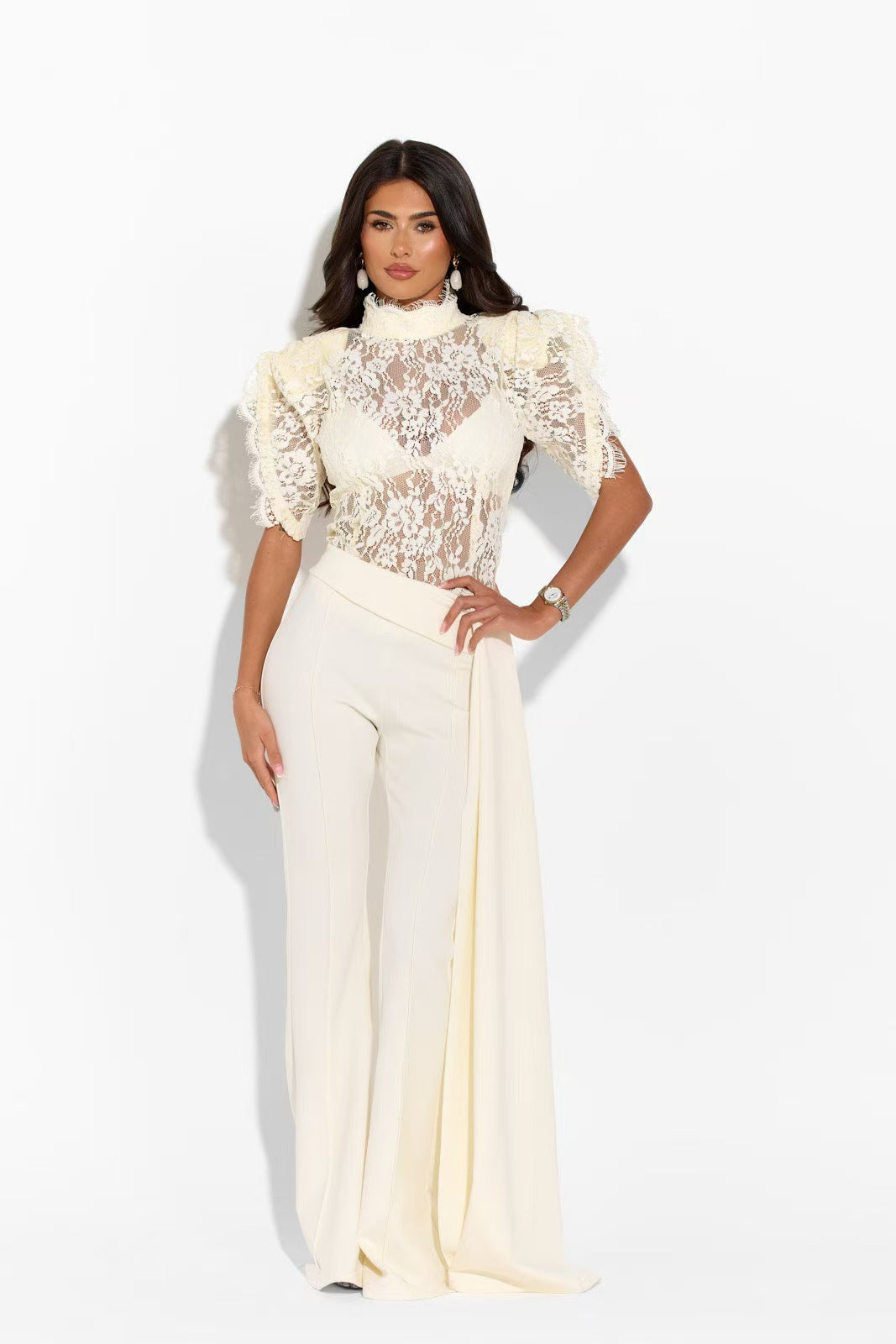 Damer Elegant Flared-byxor med sidodraperingseffekt Mirla-Eva Jonsson