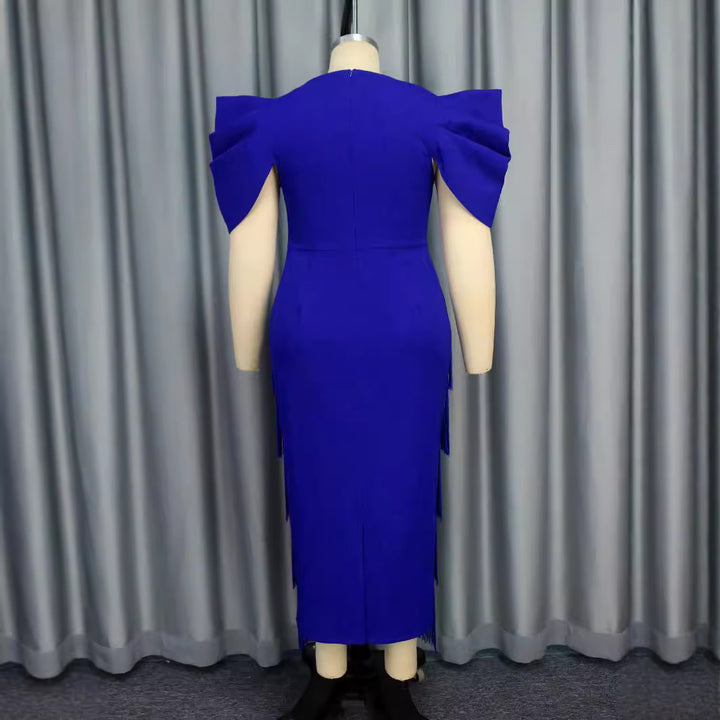 Damer Elegant Frans Maxikjol med voluminösa Puffärmar Mirla-Eva Jonsson