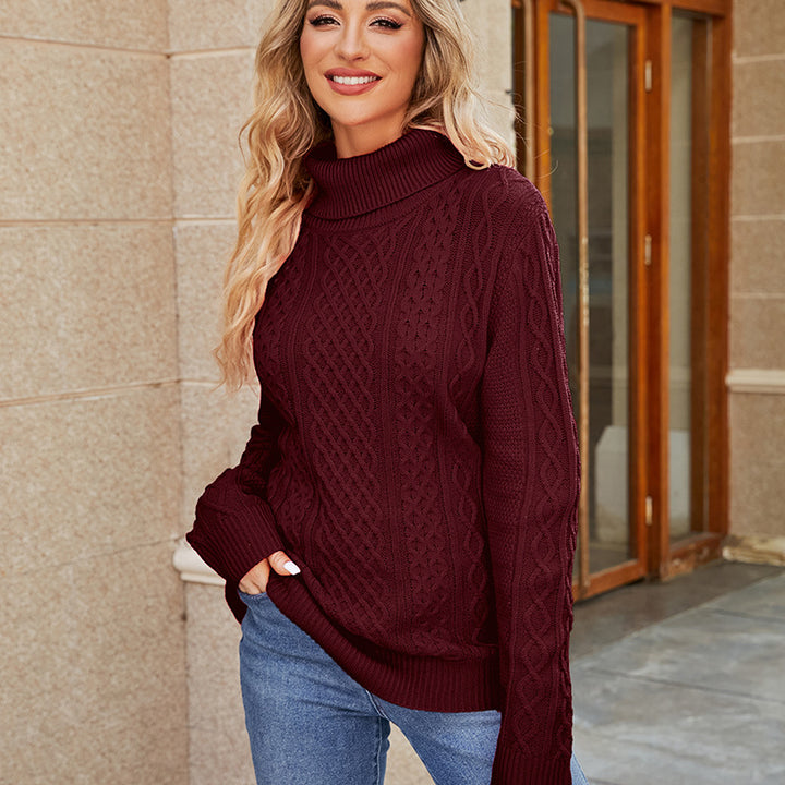 Damer Elegant Grovstickad Tröja med Hög Krage Mirla-Eva Jonsson