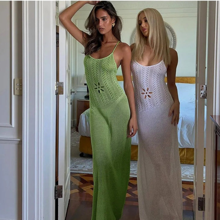 Damer Elegant Häkel-Maxiklänning med Blommönster Mirla-Eva Jonsson