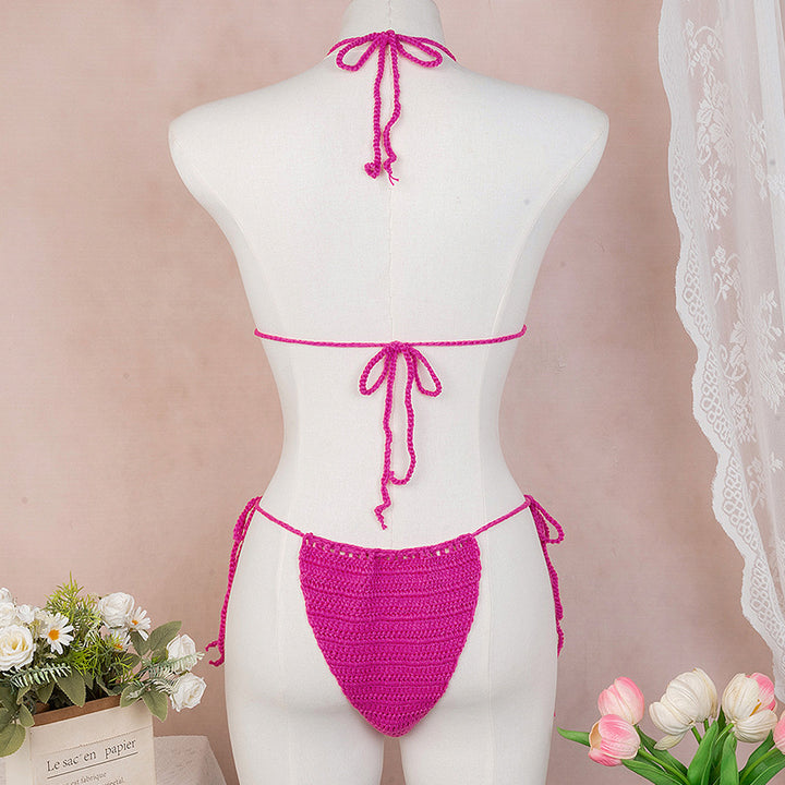 Damer Elegant Häkla Bikini-set med florala applikationer Mirla-Eva Jonsson