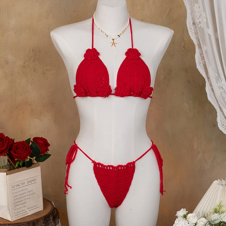 Damer Elegant Häkla Bikini-set med florala applikationer Mirla-Eva Jonsson