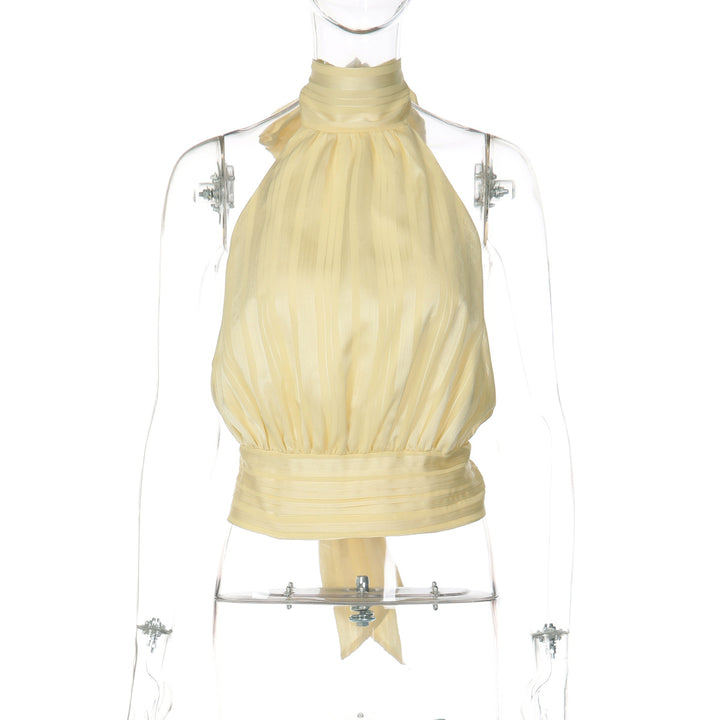 Damer Elegant Halterneck Top med Plissering Mirla-Eva Jonsson