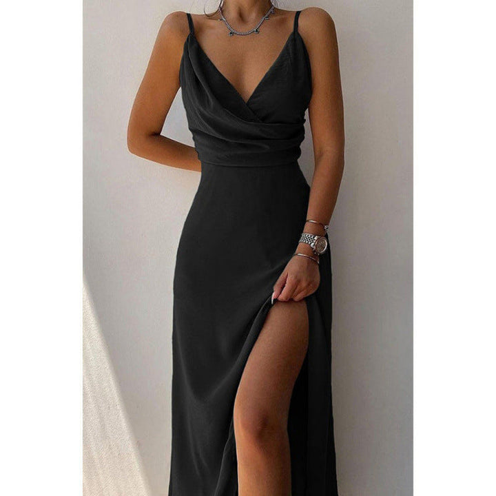 Damer Elegant Hög Slits Satin Maxi Klänning Mirla-Eva Jonsson