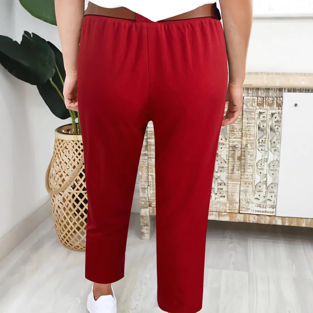 Damer Elegant Högmidjade Byxor med Fåll-detajer och Bälte Eva Jonsson-Eva Jonsson