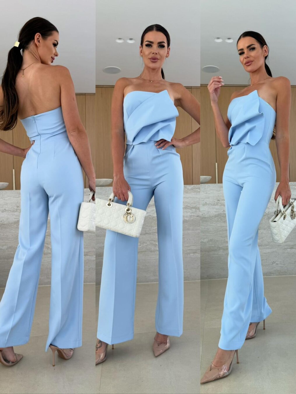 Damer Elegant Jumpsuit med Asymmetrisk Ovan och Bred Ben Mirla-Eva Jonsson