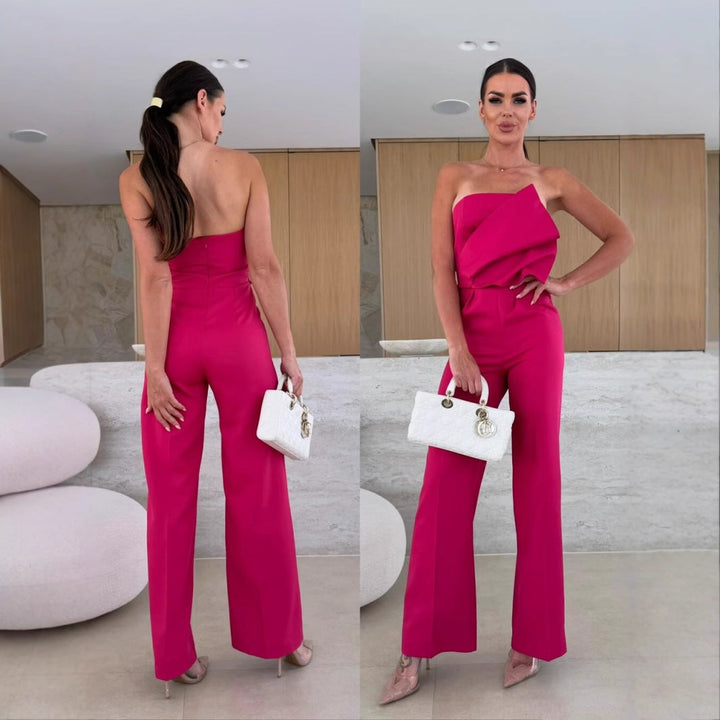 Damer Elegant Jumpsuit med Asymmetrisk Ovan och Bred Ben Mirla-Eva Jonsson