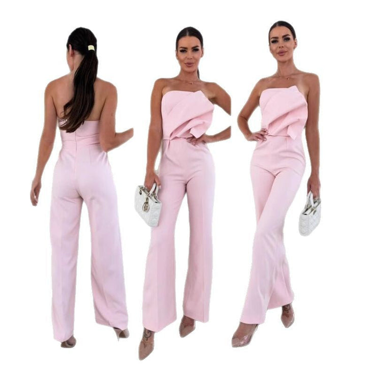 Damer Elegant Jumpsuit med Asymmetrisk Ovan och Bred Ben Mirla-Eva Jonsson