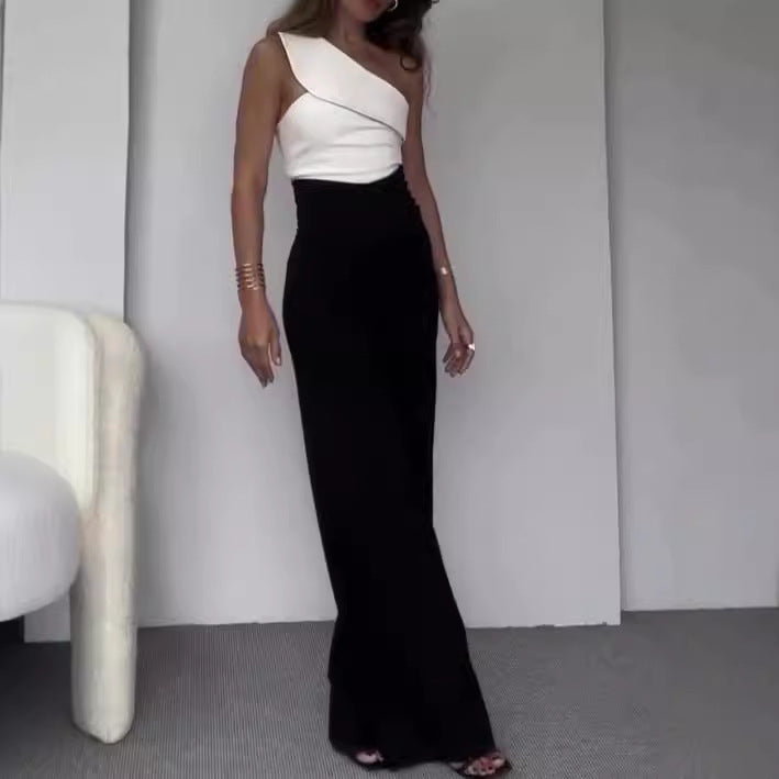 Damer Elegant Jumpsuit med Asymmetrisk Urrigning och Bred Ben Mirla-Eva Jonsson