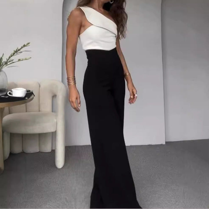 Damer Elegant Jumpsuit med Asymmetrisk Urrigning och Bred Ben Mirla-Eva Jonsson