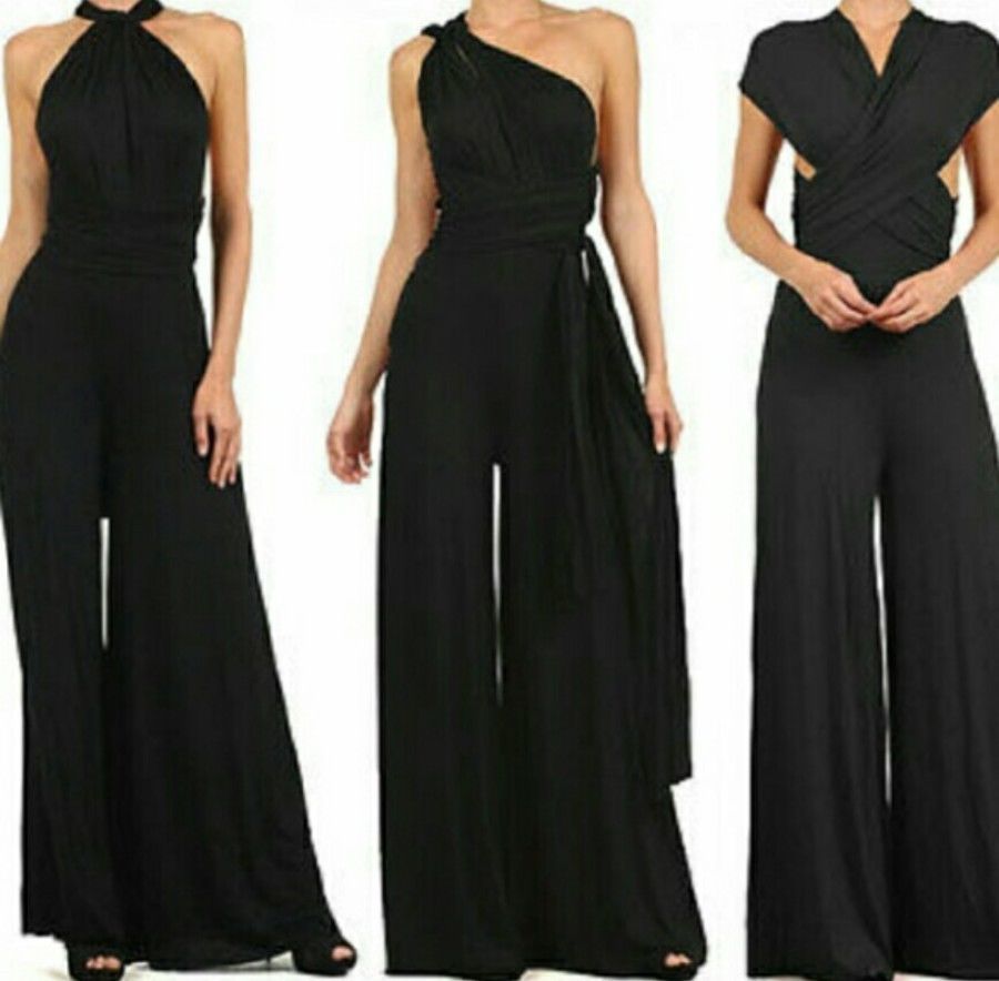 Damer Elegant Jumpsuit med Djup V-Hals och Innovativ Wickeloptik Mirla-Eva Jonsson