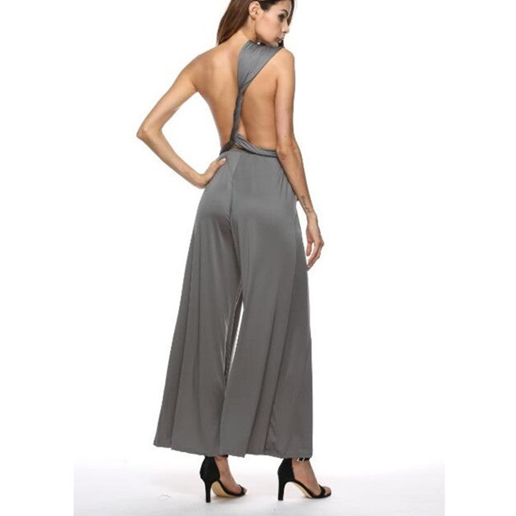 Damer Elegant Jumpsuit med Djup V-Hals och Innovativ Wickeloptik Mirla-Eva Jonsson