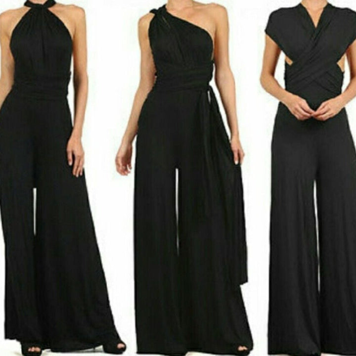 Damer Elegant Jumpsuit med Djup V-Hals och Innovativ Wickeloptik Mirla-Eva Jonsson