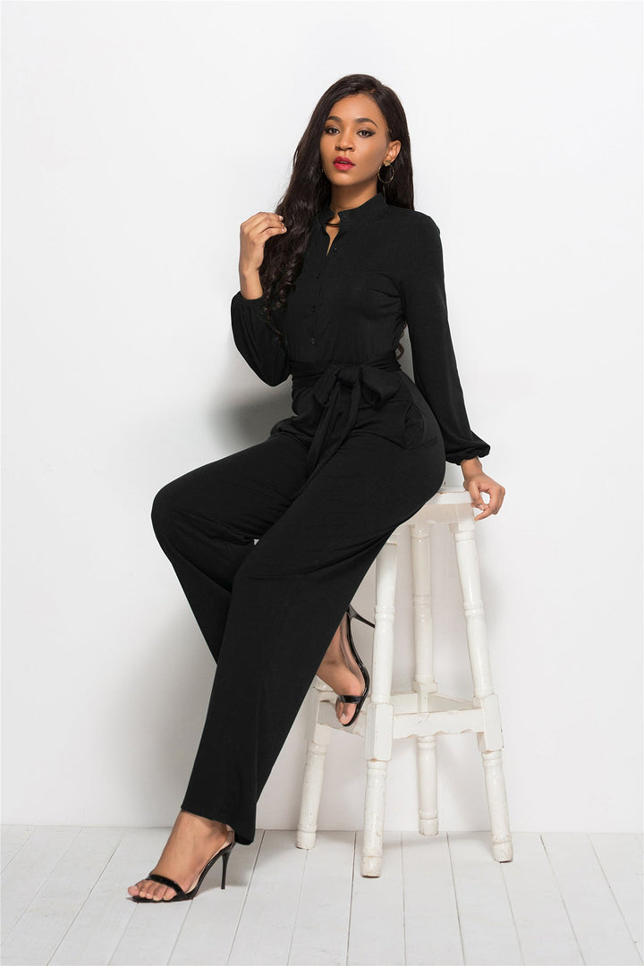 Damer Elegant Jumpsuit med Figursydd Snitt och Långa Ärmar Mirla-Eva Jonsson