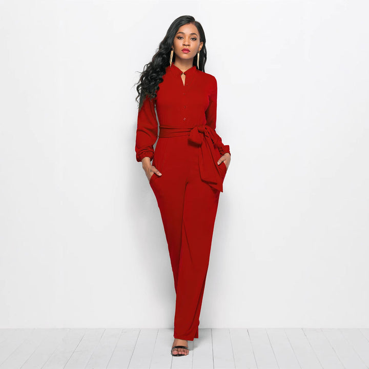 Damer Elegant Jumpsuit med Figursydd Snitt och Långa Ärmar Mirla-Eva Jonsson