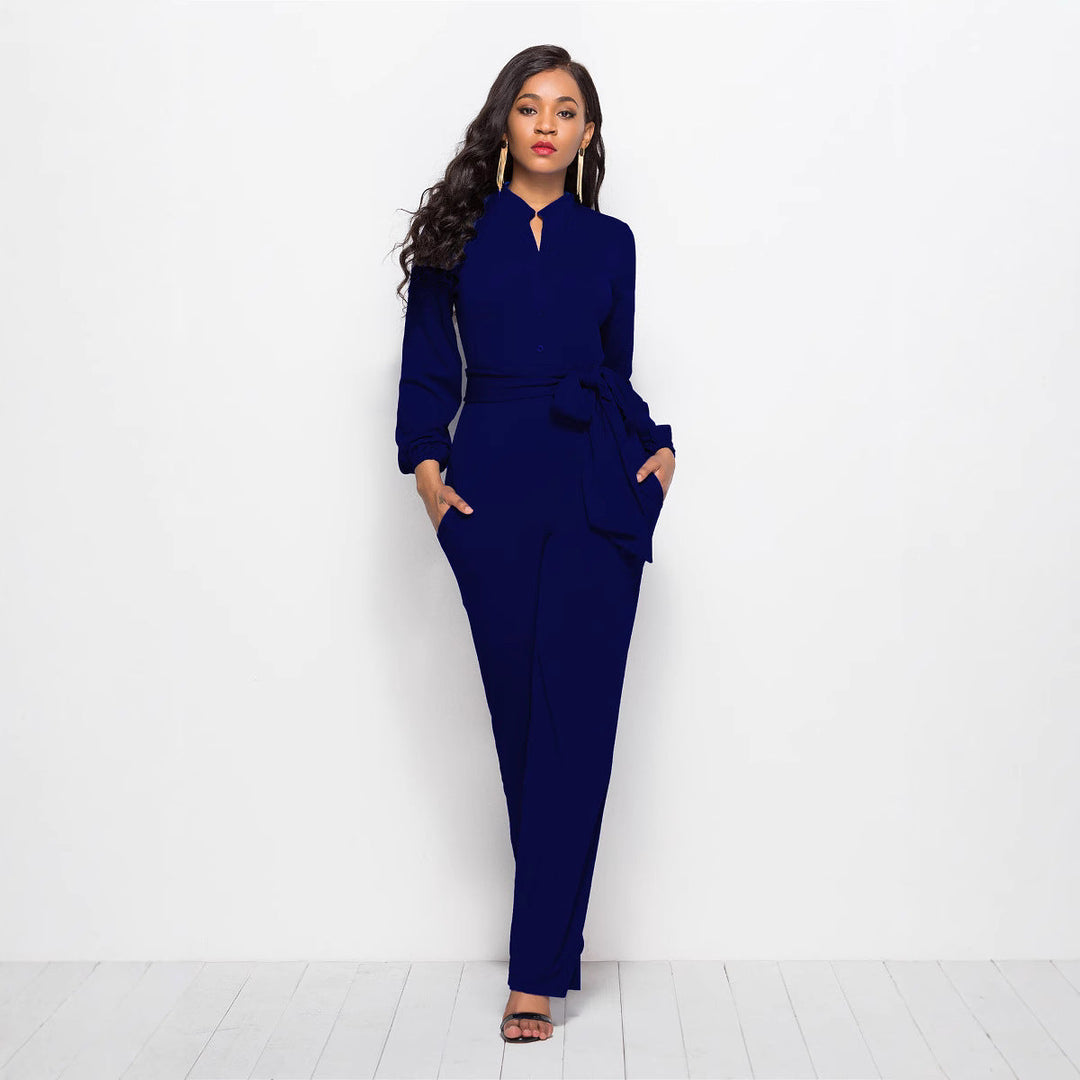 Damer Elegant Jumpsuit med Figursydd Snitt och Långa Ärmar Mirla-Eva Jonsson