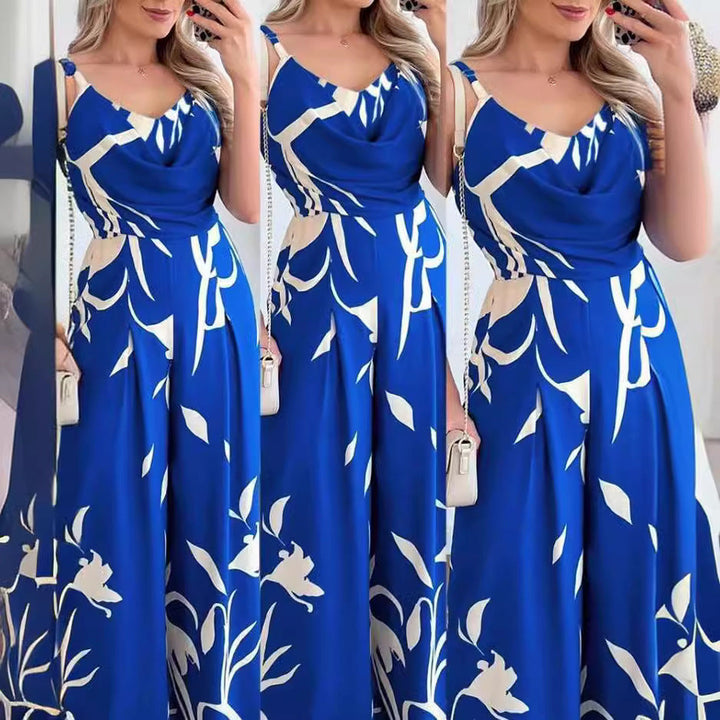 Damer Elegant Jumpsuit med Flödande Tyg och Modernt Blommönster Mirla-Eva Jonsson