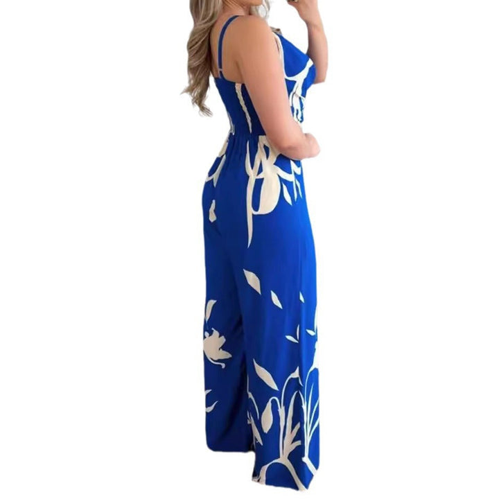 Damer Elegant Jumpsuit med Flödande Tyg och Modernt Blommönster Mirla-Eva Jonsson
