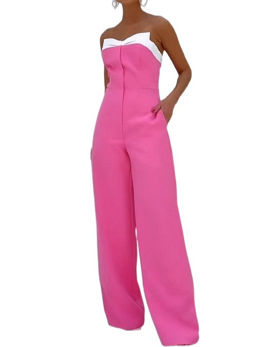 Damer Elegant Jumpsuit med Hjärtfomad Urringning och Bred Byxa Mirla-Eva Jonsson