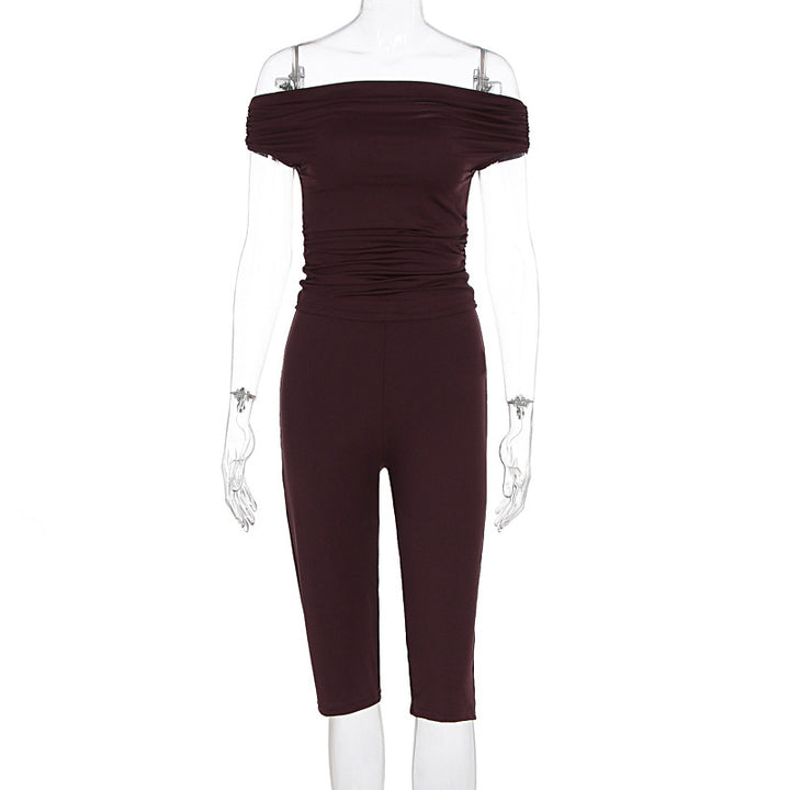 Damer Elegant Jumpsuit med Off-Shoulder Design och Rynkor Mirla-Eva Jonsson