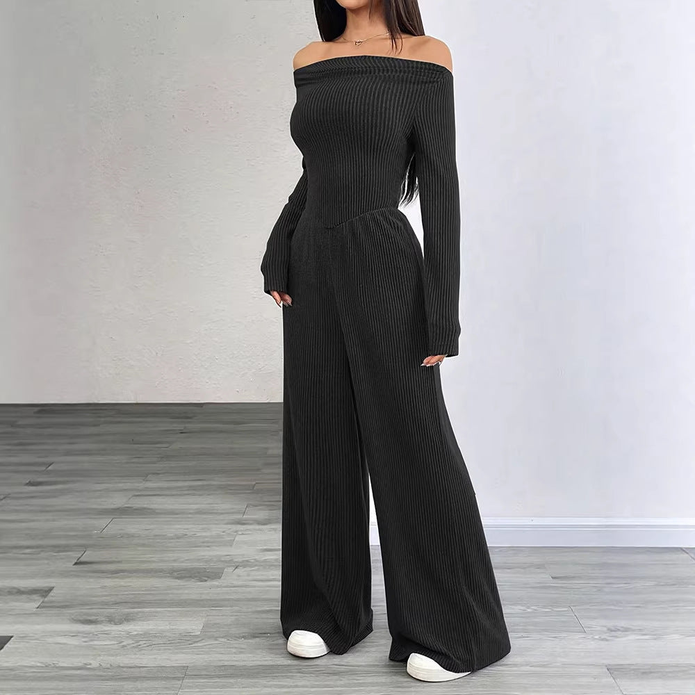 Damer Elegant Jumpsuit med Off-Shoulder Design och vida ben Mirla-Eva Jonsson