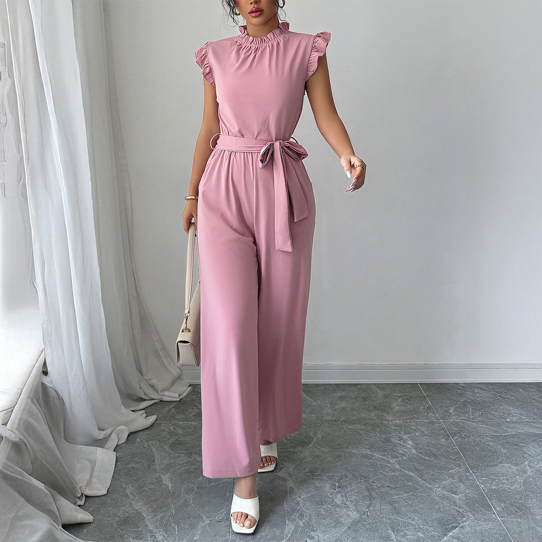 Damer Elegant Jumpsuit med Rynkdetaljer och Ryggöppning Mirla-Eva Jonsson