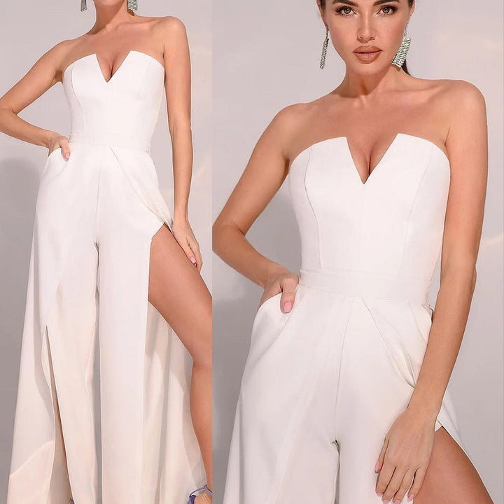 Damer Elegant Jumpsuit med Smala Axellremmar och Sidoinsatser Mirla-Eva Jonsson