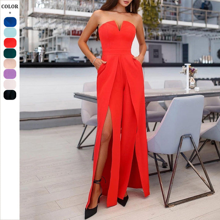 Damer Elegant Jumpsuit med Smala Axellremmar och Sidoinsatser Mirla-Eva Jonsson