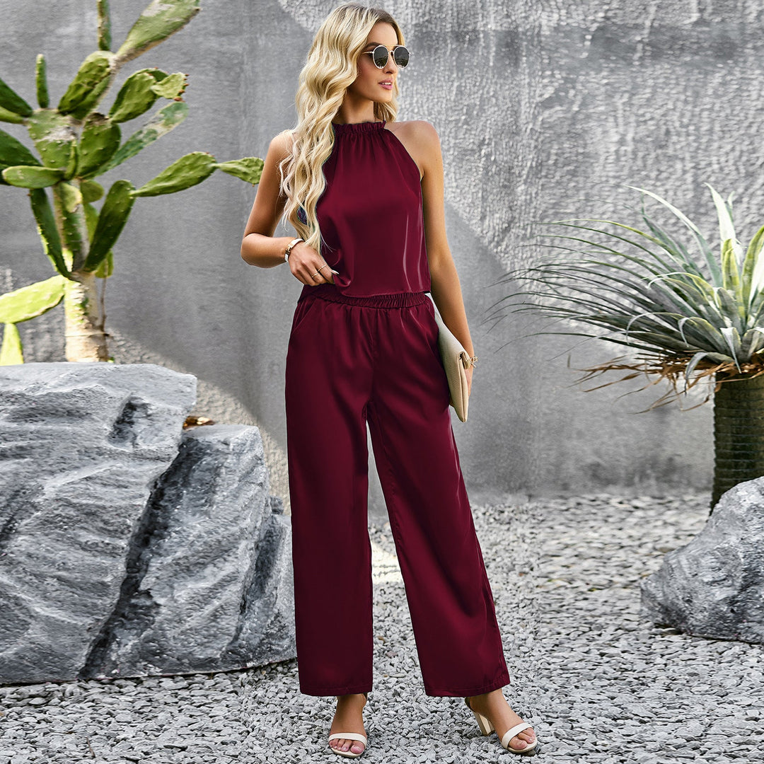 Damer Elegant Jumpsuit med Utsvängda Ben och Hög Krage Mirla-Eva Jonsson