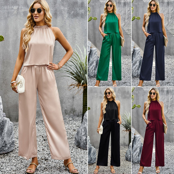 Damer Elegant Jumpsuit med Utsvängda Ben och Hög Krage Mirla-Eva Jonsson