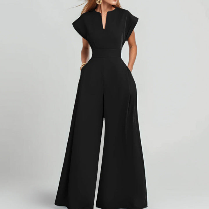 Damer Elegant Jumpsuit med Vid Ben och Skalkrage Mirla-Eva Jonsson