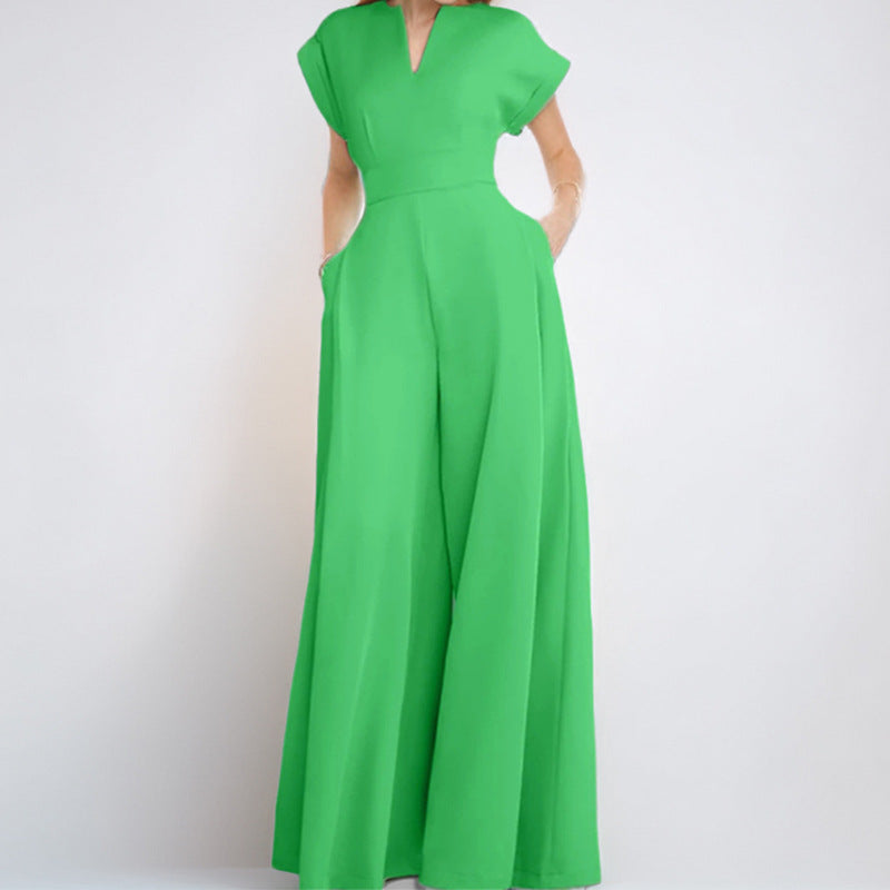 Damer Elegant Jumpsuit med Vid Ben och Skalkrage Mirla-Eva Jonsson