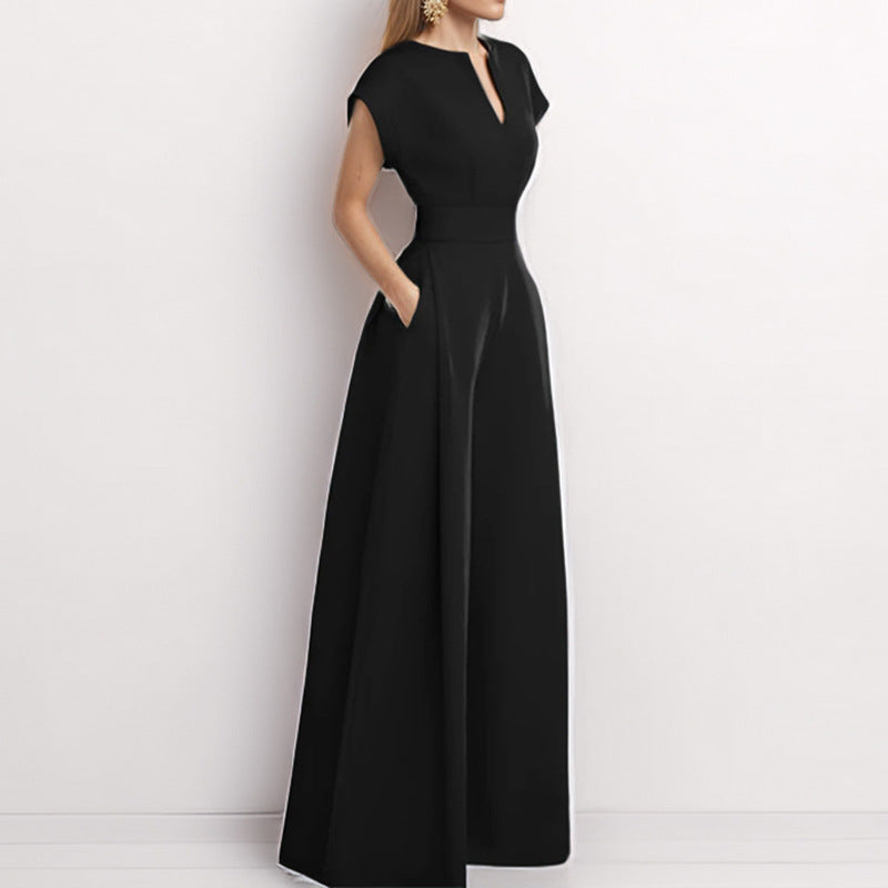 Damer Elegant Jumpsuit med Vid Ben och Skalkrage Mirla-Eva Jonsson