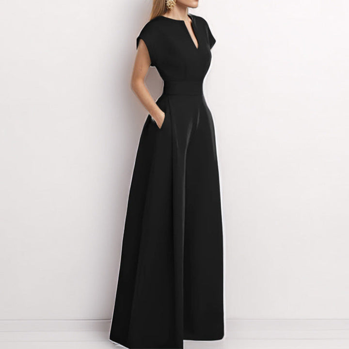 Damer Elegant Jumpsuit med Vid Ben och Skalkrage Mirla-Eva Jonsson