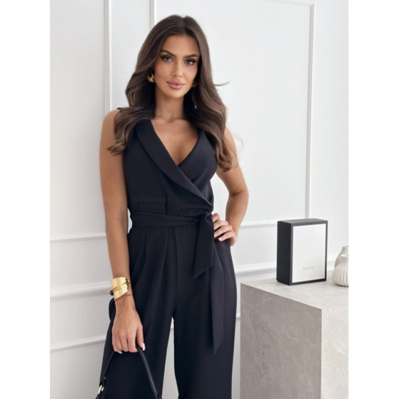 Damer Elegant Jumpsuit med Vila effekt och Midjebälte Mirla-Eva Jonsson