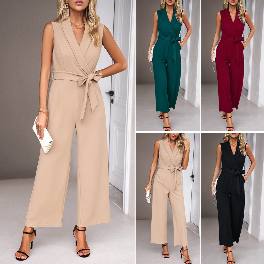 Damer Elegant Jumpsuit med Vila effekt och Midjebälte Mirla-Eva Jonsson