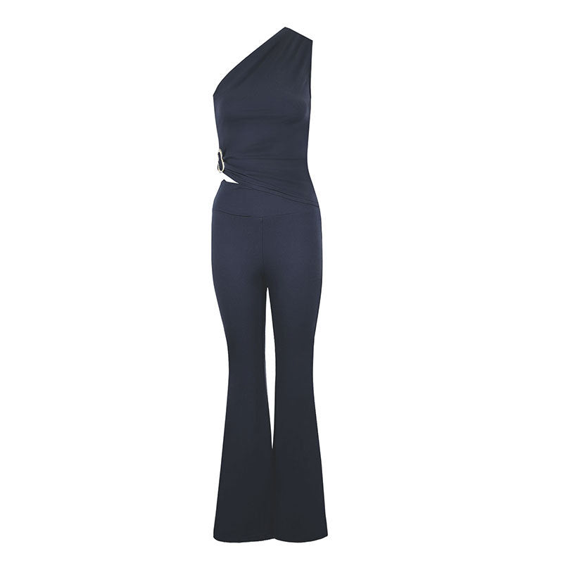 Damer Elegant Jumpsuit med asymmetrisk design och dekorativ midja Mirla-Eva Jonsson