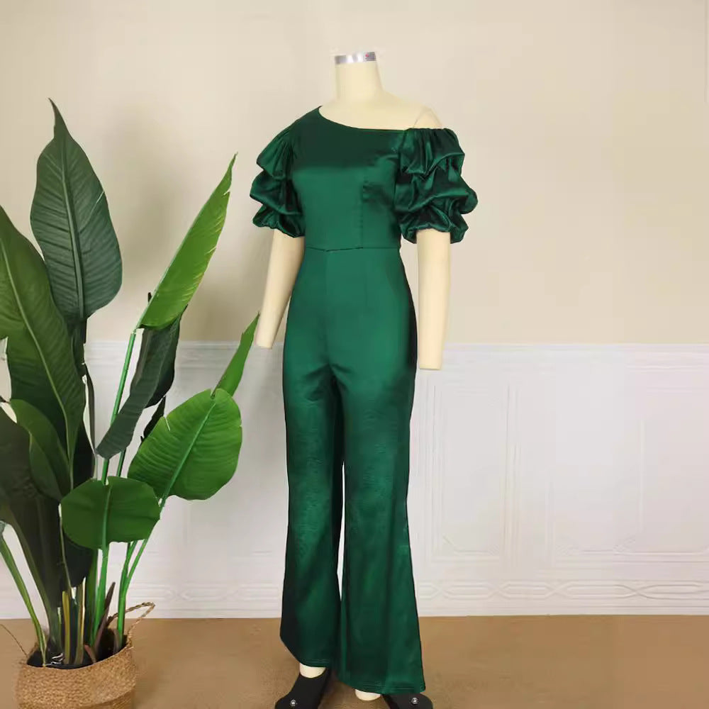Damer Elegant Jumpsuit med asymmetriska puffärmar Mirla-Eva Jonsson