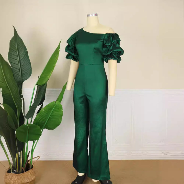 Damer Elegant Jumpsuit med asymmetriska puffärmar Mirla-Eva Jonsson