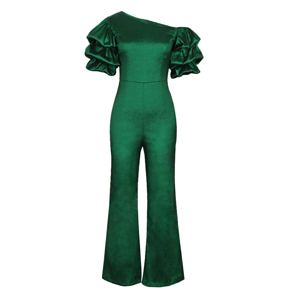 Damer Elegant Jumpsuit med asymmetriska puffärmar Mirla-Eva Jonsson