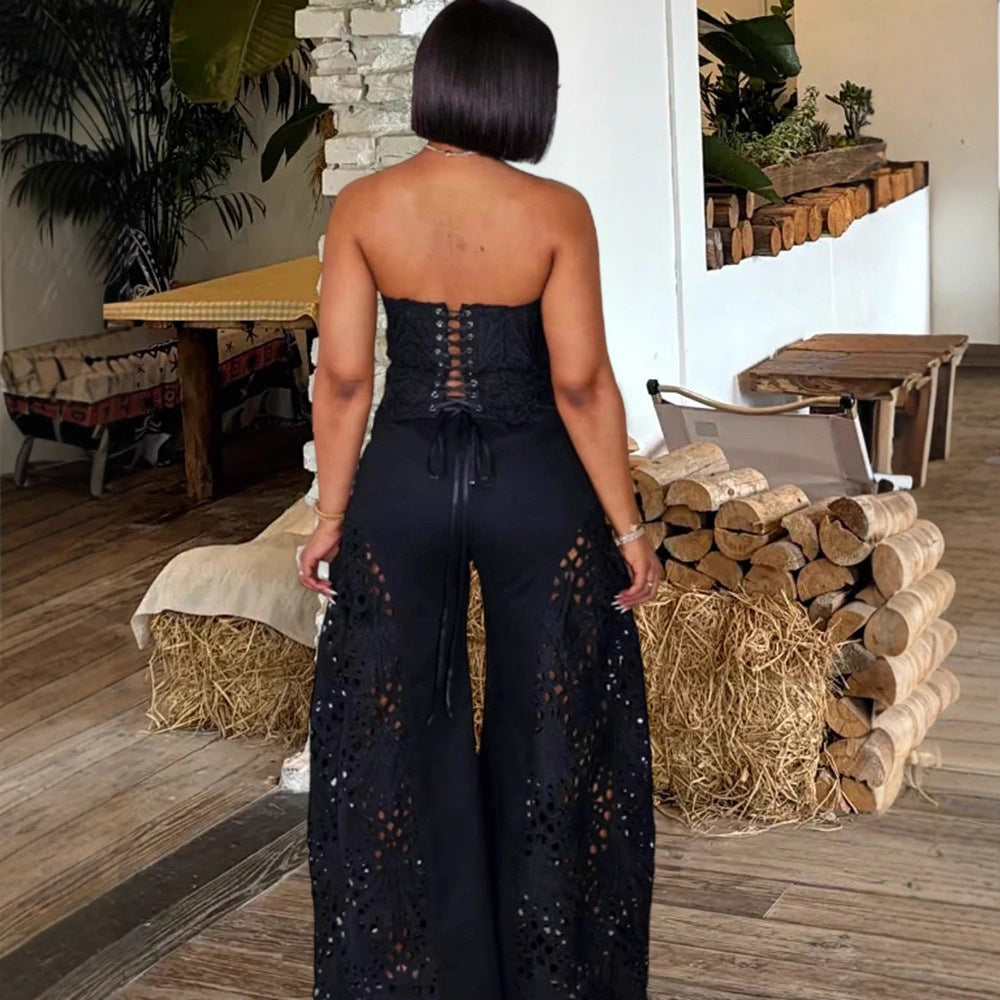 Damer Elegant Jumpsuit med blommiga hål detaljer Mirla-Eva Jonsson