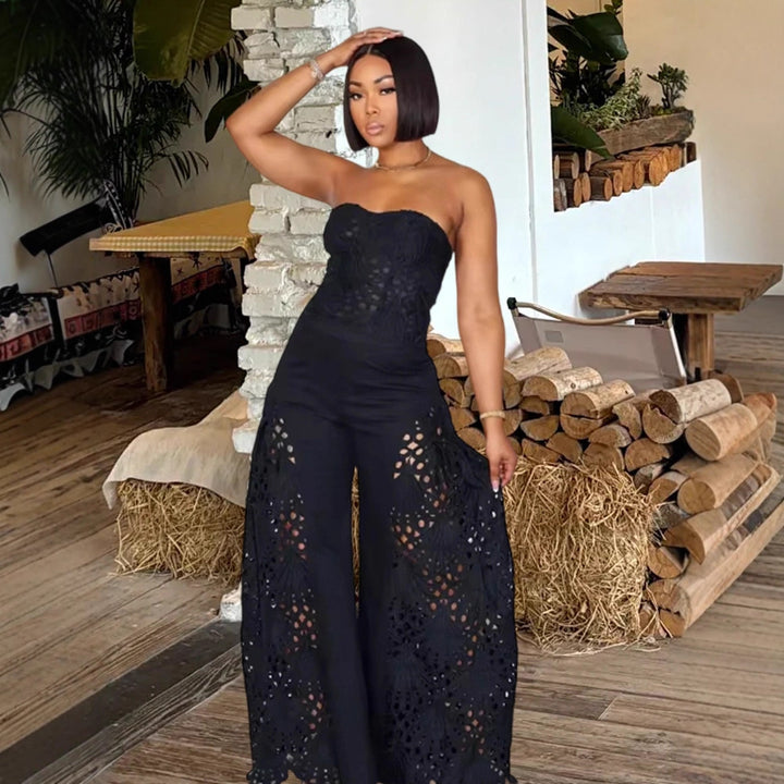 Damer Elegant Jumpsuit med blommiga hål detaljer Mirla-Eva Jonsson