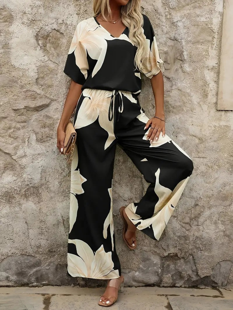 Damer Elegant Jumpsuit med blommönster och vida ben Eva Jonsson-Eva Jonsson