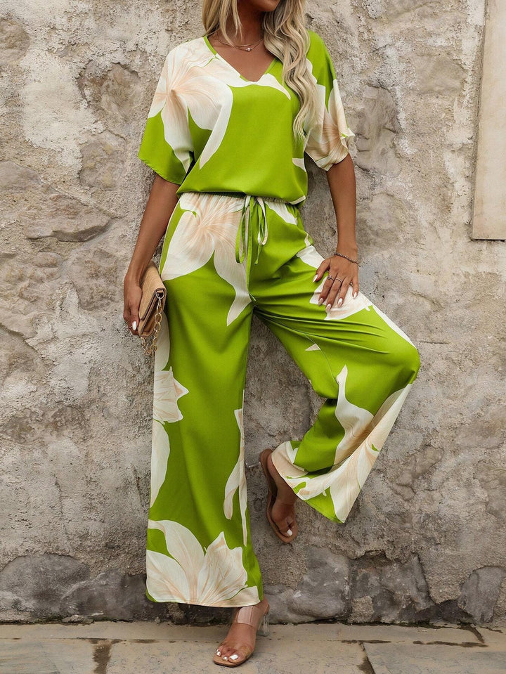 Damer Elegant Jumpsuit med blommönster och vida ben Eva Jonsson-Eva Jonsson